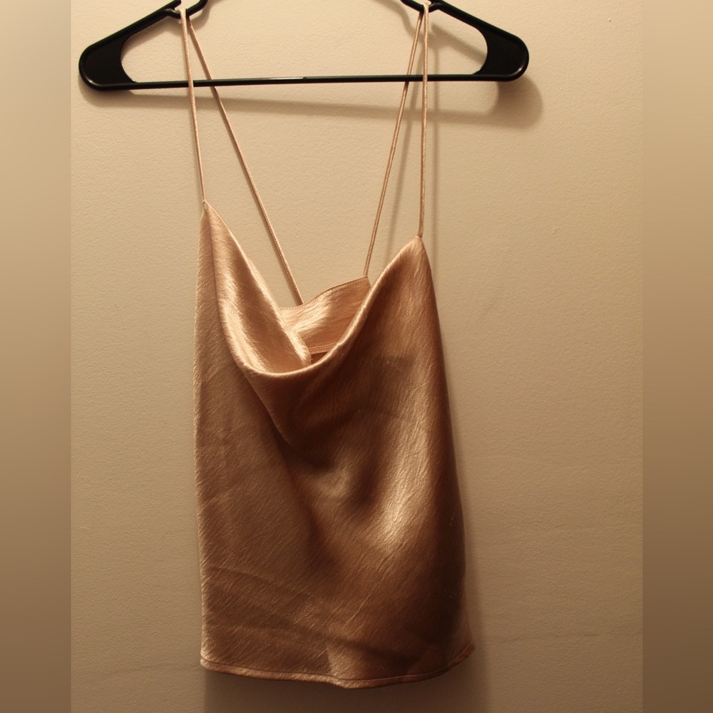 Line & Dot Satin Cowl Neck Camisole - Champagne